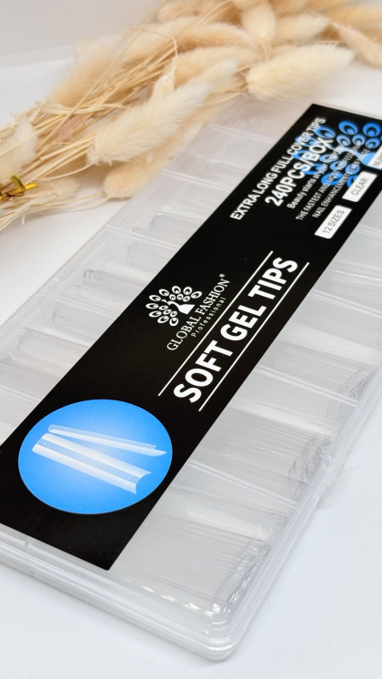 Гелевые типсы квадрат с короткой линией улыбки 240 шт GLOBAL