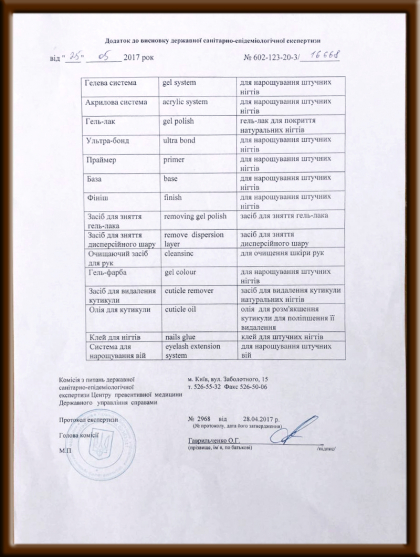 Гигиеническое заключения  GLOBAL FASHION  № 1