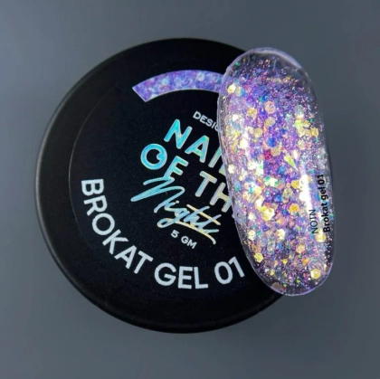 NAILSOFTHENIGHT Brokat gel 01 — дизайн гель з різнобарвним брокатом та глітером для нігтів, 5 гм