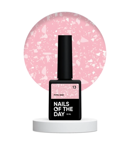 NAILSOFTHEDAY Potal base 13 – ніжно-рожева база з білою стильною поталлю, 10 мл