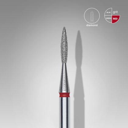 Фреза алмазное пламя острое красное EXPERT диаметр 1,6 мм / рабочая часть 8 мм