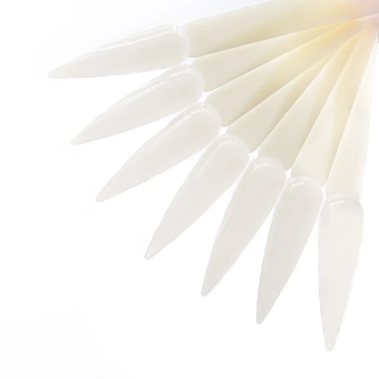 Типсы для образцов на кольце, стилет форма, 50 штук, молочные