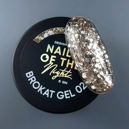 NAILSOFTHENIGHT Brokat gel 02 — дизайн гель с разноцветным брокатом и глитером для ногтей, 5 гм
