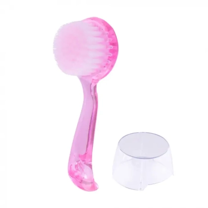 Щетка для удаления пыли, для ногтей с ручкой, круглая, розовая