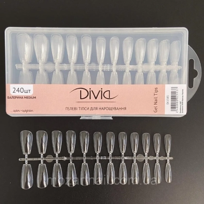 Divia - Гелевые типсы для наращивания ногтей "Балерина medium"