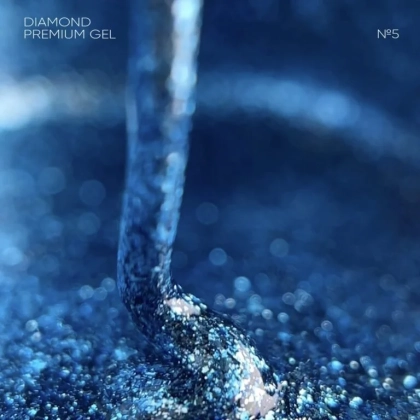 NAILSOFTHENIGHT Diamond Premium gel – gel polish 05 — блакитний гель лак з дрібною металевою поталью для нігтів, 5 мл