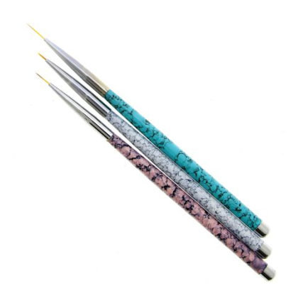 Тонкая кисть с мраморной розовой ручкой № 1 К-4