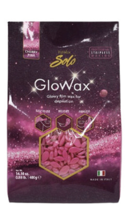 Горячий пленочный воск в гранулах Italwax Glowax Cherry Pink - Розовая Вишня 400 г. (для лица)