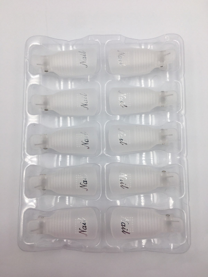 Набір прищіпок для зняття гель лаку, багаторазові, 10 штук , для рук , білі