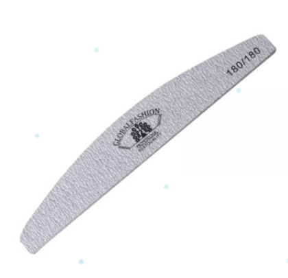 Пилка для нігтів Global Fashion, сіра напівмісяць,  180 / 180 гріт