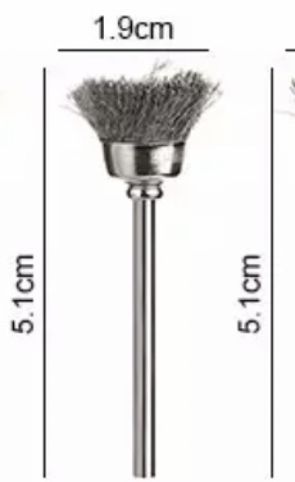Насадка щітка для очистки фрез, металева, срібна, велика, жорстка