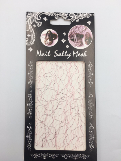Дизайн для ногтей сетка, фольгированная, розовая с серебром