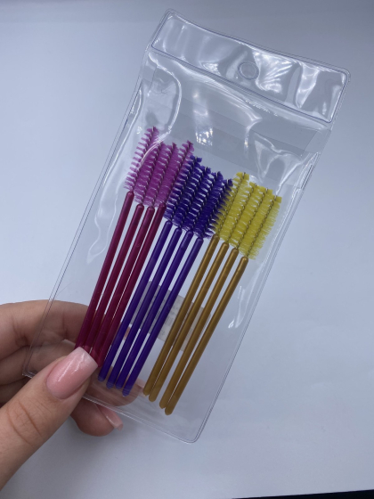 Щёточки для ресниц и бровей, 12 штук, цветные