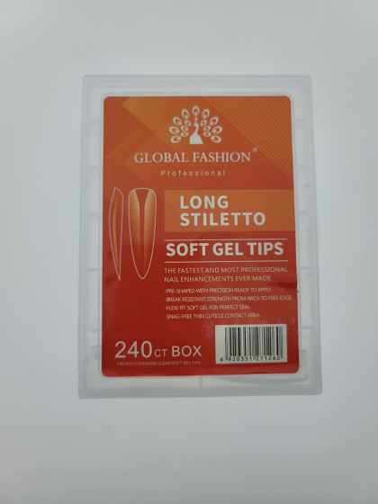 Гелевые типы для наращивания ногтей, форма "длинный стилет", 240 шт GLOBAL