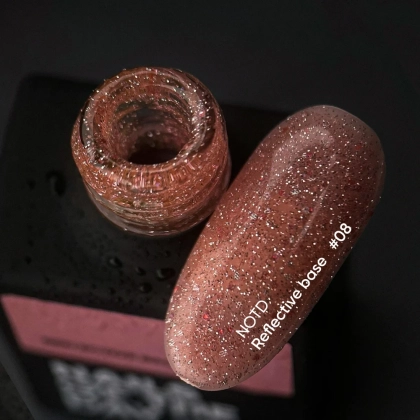 NAILSOFTHENIGHT Reflective base 08 – камуфлююча світловідбиваюча база з шимером (персикова), 10 мл