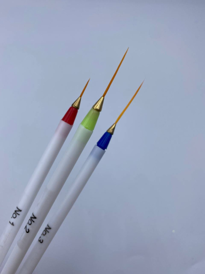 Набір тоненьких пензлів для манікюру, 3 штуки