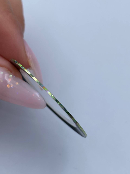 Лента для дизайна тоненькая, 1 мм, зеленая голография