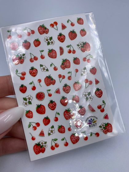 Слайдери самоклеючі для дизайну 1 шт., полуниця - вишня