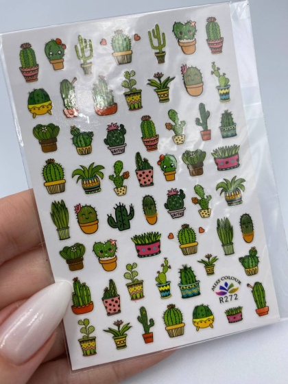 Слайдери самоклеючі для дизайну 1 шт., зелені кактуси