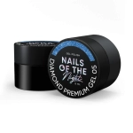 NAILSOFTHENIGHT Diamond Premium gel – gel polish 05 — блакитний гель лак з дрібною металевою поталью для нігтів, 5 мл