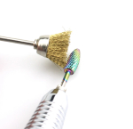 Насадка щітка для очистки фрез, металева, срібна, велика, жорстка