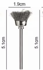 Насадка щітка для очистки фрез, металева, срібна, велика, жорстка