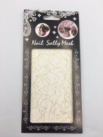 Дизайн для нігтів сітка, фольгована, біла з золотом