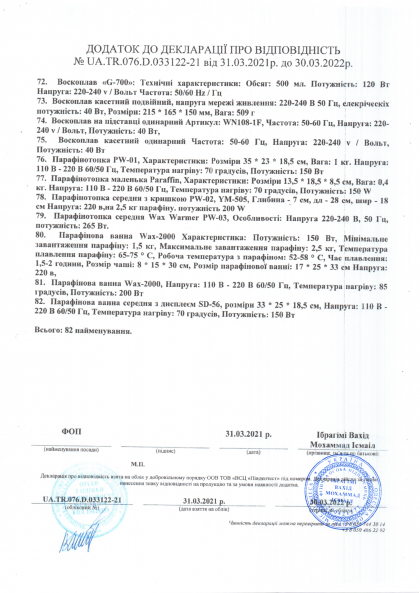 Гигиеническое заключения  GLOBAL FASHION  № 8