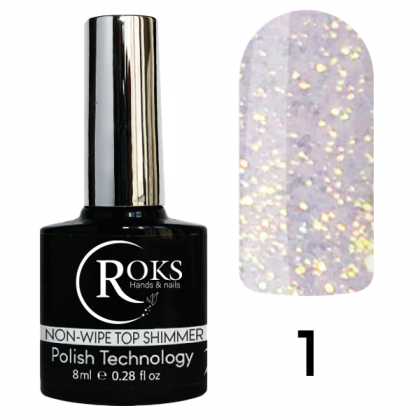 Фінішне покриття ROKS Top із шимером 12мл без липкого шару №1