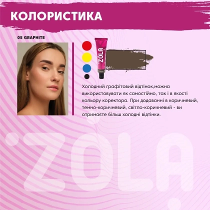 Краска для бровей с окислителем 2*5 мл Zola, № 3 BROWN